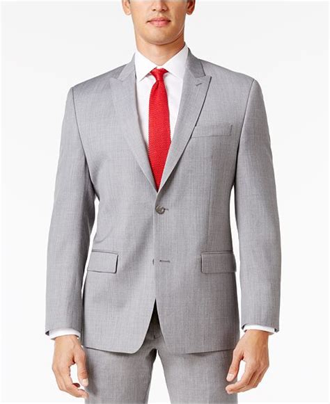 michael michael kors men's light grey sharkskin classic fit suit|Big + Tall .